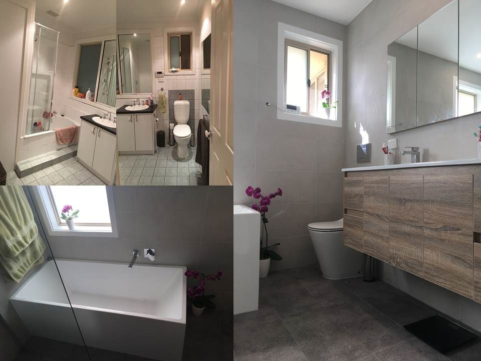 Before and after photos of bathroom renovation